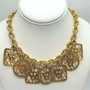 Anne Klein Vintage Lion Head Charms Necklace